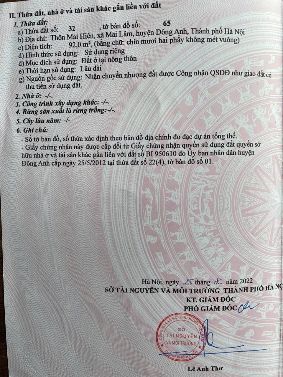 Bán Đất Mai Hiên Mai Lâm Đông Anh 92m2 Hướng Bắc - Ô Tô 7 Chỗ Sát Vin Cổ Loa 2